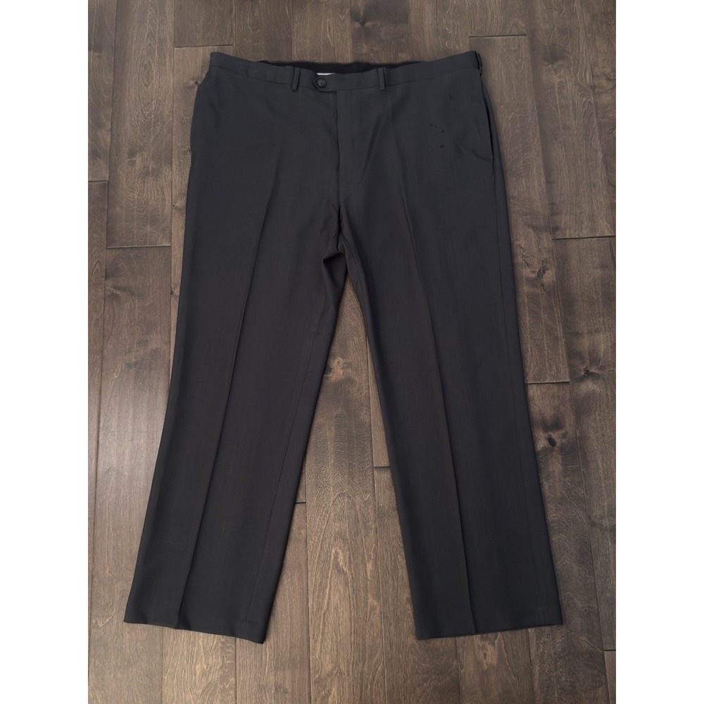 Haggar Repreve Mens Flat Front Dress Pants Size 44X32 Dark Grey Expandable Waist